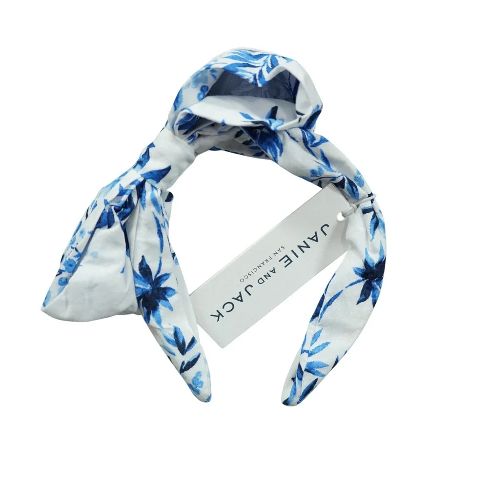 Janie and Jack Girls Blue White Floral Knotted Headband NWT Preppy Coastal Cute